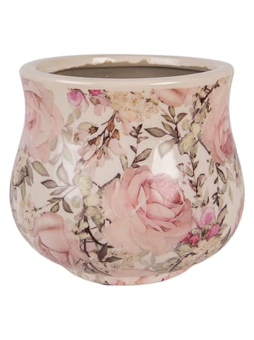 Clayre & Eef Blumentopf in Creme/ Rosa - (H)13 x Ø 15 cm