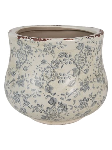 Clayre & Eef Bloempot crème/groen - (H)15 x Ø 18 cm