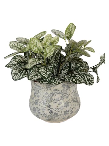 Clayre & Eef Blumentopf in Creme/ Blau - (H)15 x Ø 18 cm