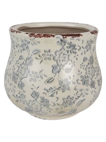 Clayre & Eef Blumentopf in Creme/ Grün - (H)13 x Ø 15 cm