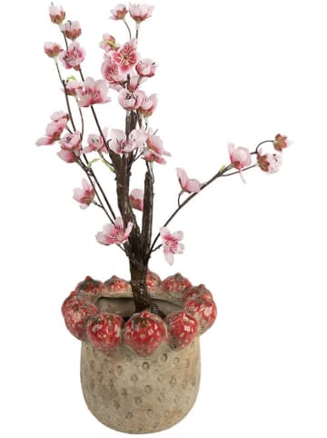 Clayre & Eef Bloempot beige/rood - (H)19 x Ø 16 cm