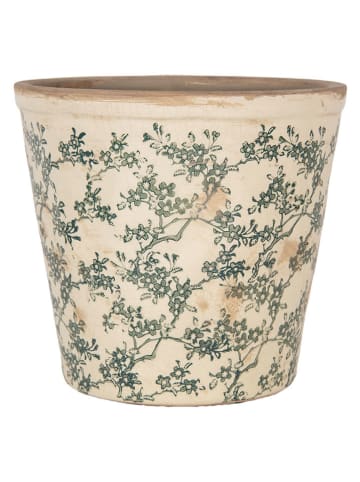 Clayre & Eef Blumentopf in Creme/ Grün - (H)20 x Ø 21 cm