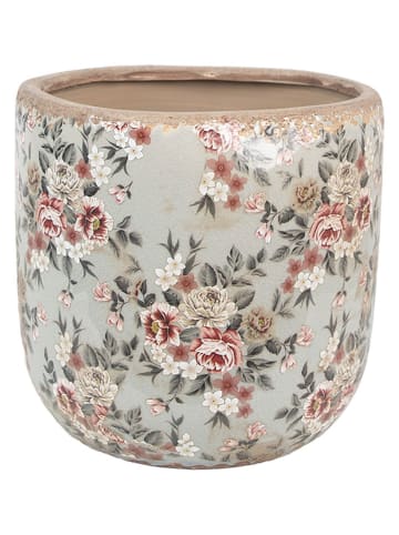 Clayre & Eef Blumentopf in Hellgrau/ Rosa - (H)18 x Ø 19 cm