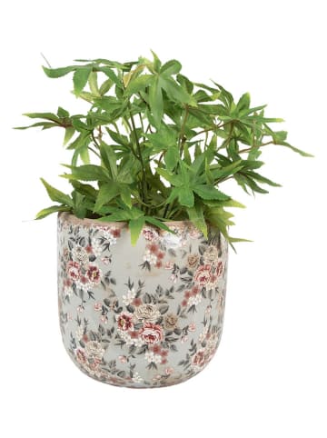 Clayre & Eef Bloempot lichtgrijs/lichtroze - (H)18 x Ø 19 cm