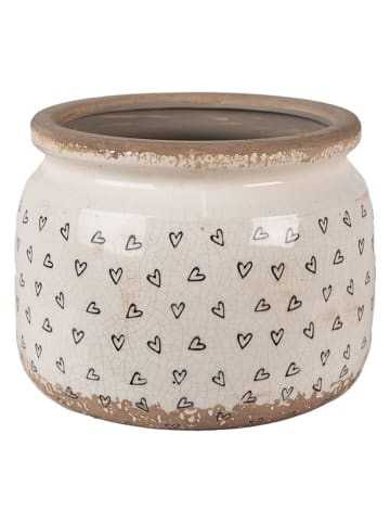 Clayre & Eef Blumentopf in Creme/ Schwarz - (H)15 x Ø 20 cm