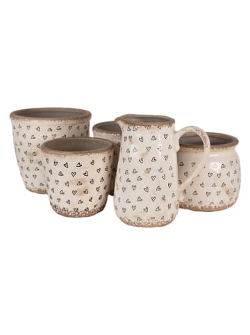 Clayre & Eef Doniczka w kolorze kremowo-czarnym - wys. 15 x Ø 20 cm