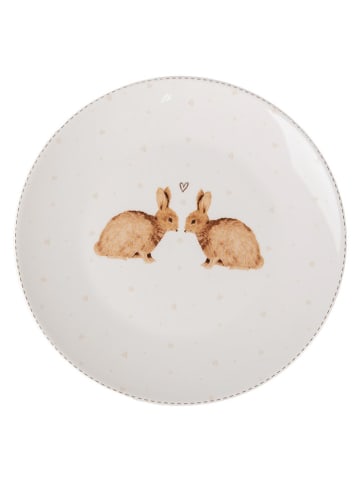 Clayre & Eef Dessertbord wit/lichtbruin - Ø 20 cm