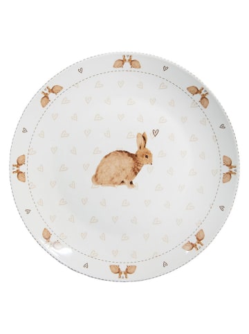 Clayre & Eef Talerz obiadowy w kolorze biało-jasnobrązowym - Ø 26 cm