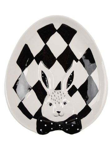 Clayre & Eef Serveerbord wit/zwart - (L)21 x (B)18 cm