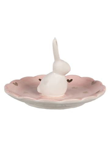 Clayre & Eef Miska w kolorze biało-jasnoróżowym do serwowania - wys. 9 x Ø 14 cm