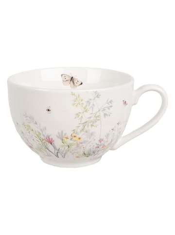 Clayre & Eef Filiżanka w kolorze białym ze wzorem - 250 ml