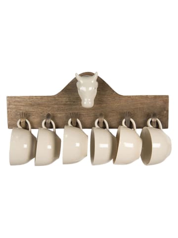 Clayre & Eef 7tlg. Set: Wandregal in Braun/ Creme - (B)48 x (H)17 x (T)9 cm