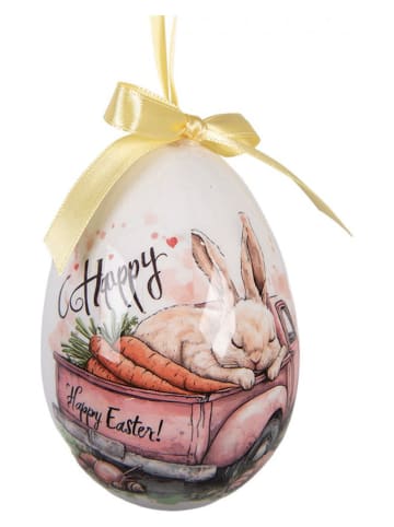 Clayre & Eef 5-delige set: decohanger "Ei" lichtblauw/lichtroze - Ø 7 cm