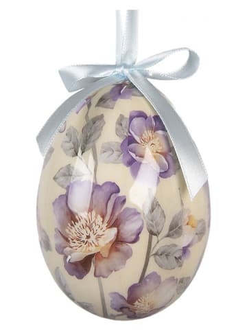 Clayre & Eef Zawieszki dekoracyjne (6 szt.) "Egg" w kolorze błękitno-żółtym - Ø 7 cm