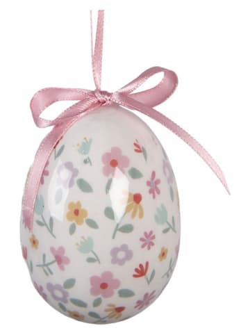 Clayre & Eef 9-delige set: decohanger "Ei" crème/lichtroze - Ø  5 cm