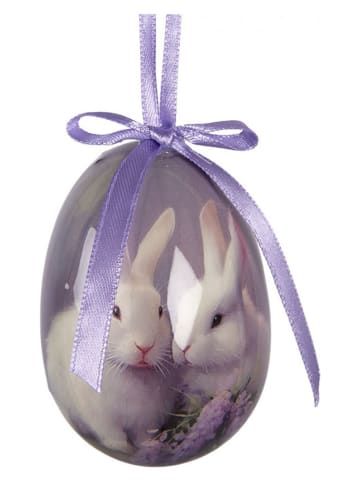 Clayre & Eef 9er-Set: Dekoanhänger "Ei" in Braun/ Lila - Ø 5 cm