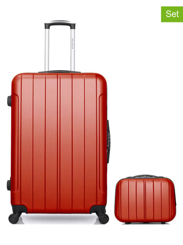 BlueStar 2-delige hardcase-trolleyset "Napoli" rood