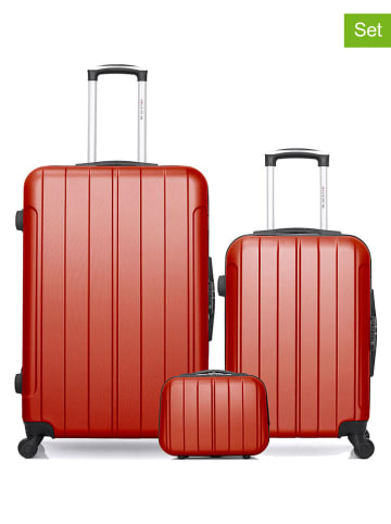 BlueStar 3tlg. Hardcase-Trolleyset "Napoli" in Rot