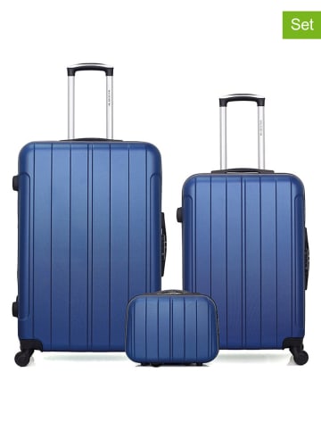 BlueStar 3-delige hardcase-trolleyset "Napoli" donkerblauw