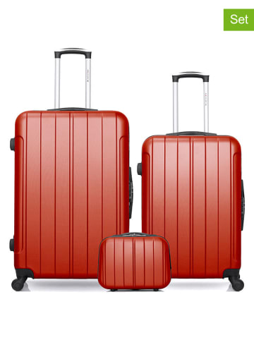 BlueStar 3tlg. Hardcase-Trolleyset "Napoli"  in Rot