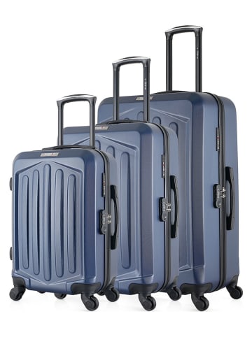 BlueStar 3-delige hardcase-trolleyset "Hagen" donkerblauw