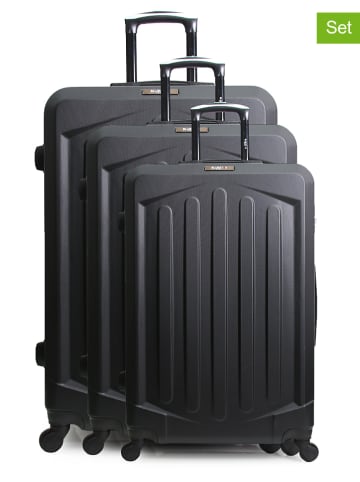 BlueStar 3-delige hardcase-trolleyset "Hagen" zwart
