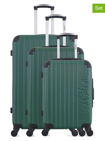 BlueStar 3-delige hardcase-trolleyset "Bucarest" groen