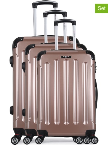 BlueStar 3-delige hardcase-trolleyset "Tunis" roségoudkleurig