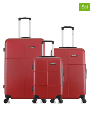 BlueStar 3-delige hardcase-trolleyset "Miami" rood