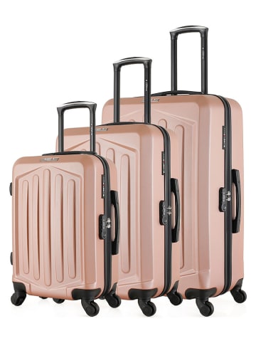 BlueStar 3tlg. Hardcase-Trolleyset "Hagen" in Rosa