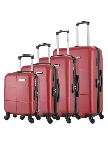 BlueStar 4tlg. Hardcase-Trolleyset "Miami" in Rot