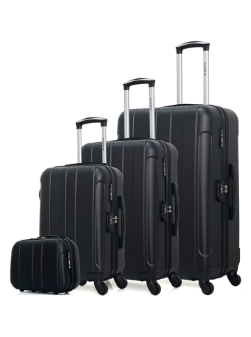 BlueStar 4tlg. Hardcase-Trolleyset "Napoli" in Schwarz