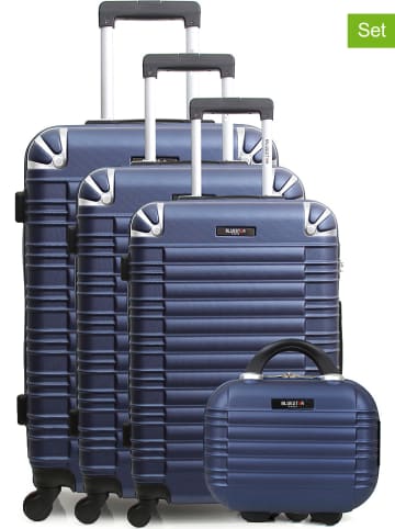 BlueStar 4-delige hardcase-trolleyset "Lima" donkerblauw