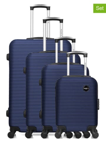 BlueStar 4-delige hardcase-trolleyset "London" donkerblauw
