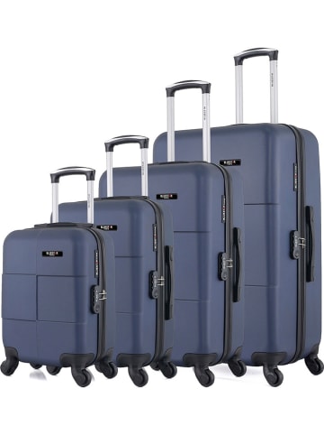 BlueStar 4-delige hardcase-trolleyset "Miami" donkerblauw