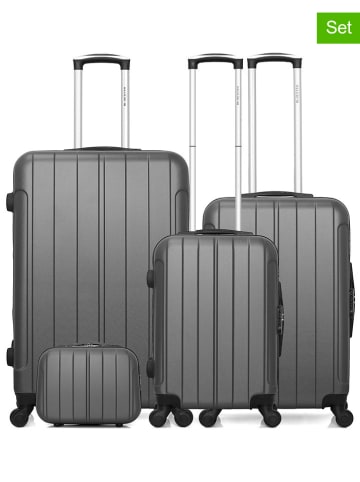 BlueStar 4tlg. Hardcase-Trolleyset "Napoli" in Anthrazit