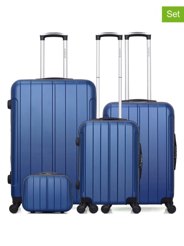 BlueStar 4tlg. Hardcase-Trolleyset "Napoli" in Blau