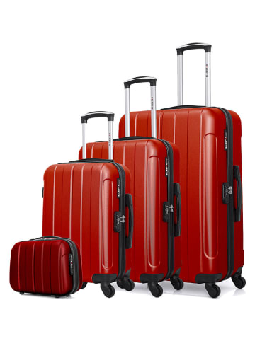BlueStar 4tlg. Hardcase-Trolleyset "Napoli"  in Rot