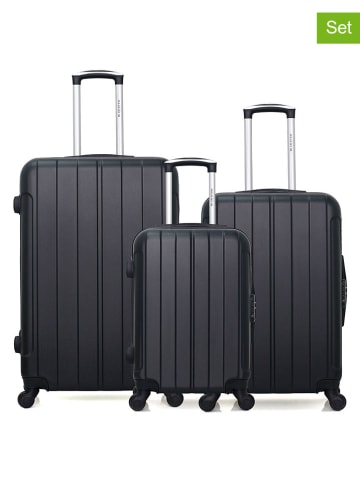 BlueStar 3tlg. Hardcase-Trolleyset "Napoli"  in Schwarz