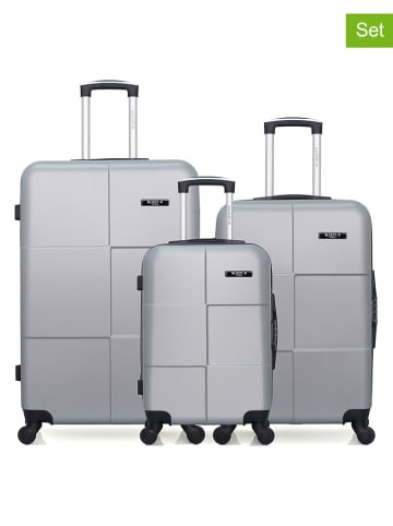 BlueStar 3tlg. Hardcase-Trolleyset "Miami" in Grau