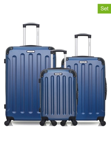 BlueStar 3-delige hardcase-trolleyset "Madrid" donkerblauw