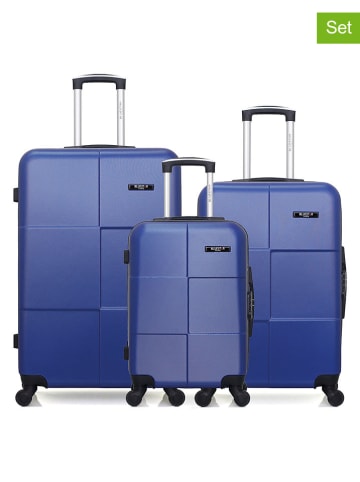 BlueStar 3tlg. Hardcase-Trolleyset "Miami" in Dunkelblau
