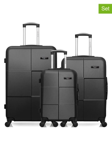BlueStar 3tlg. Hardcase-Trolleyset "Miami" in Schwarz