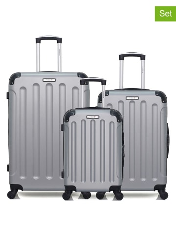 BlueStar 3tlg. Hardcase-Trolleyset "Madrid" in Grau