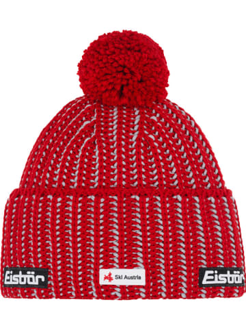 Eisbär Mütze "Ronda" in Rot/ Grau