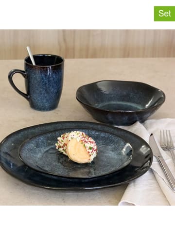 Ogo Living 6-delige set: dinerborden "Costa" blauw/grijs - Ø 28 cm