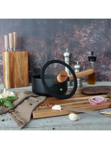 Ogo Living Glasdeckel "Ector" in Schwarz/ Natur - Ø 16 cm