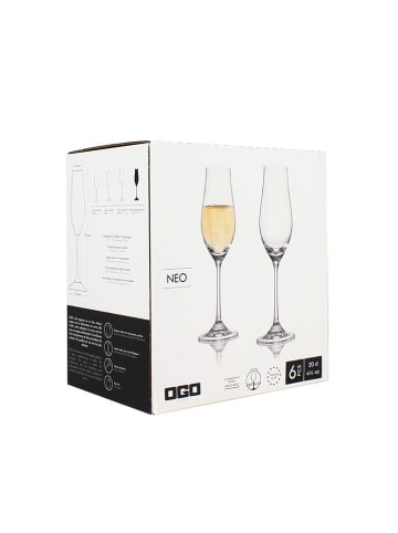 Ogo Living 6-delige set: champagneglazen transparant - 200 ml