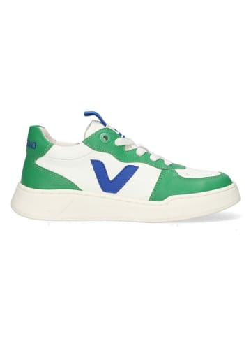 Vingino Leder-Sneakers in Creme/ Grün