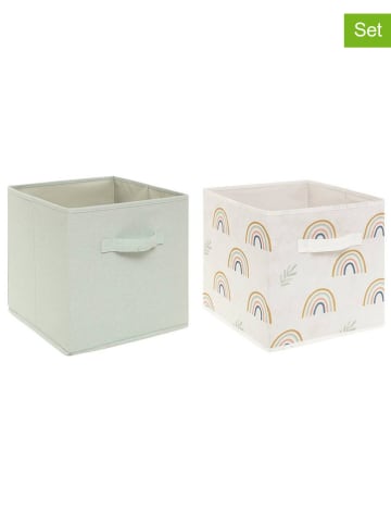 WellHome for Kids 2er-Set: Aufbewahrungsboxen in Grün/ Creme/ Bunt - (B)29 x (H)29 x (T)29 cm